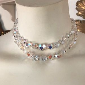 Vintage Double-Strand Crystal Choker Necklace